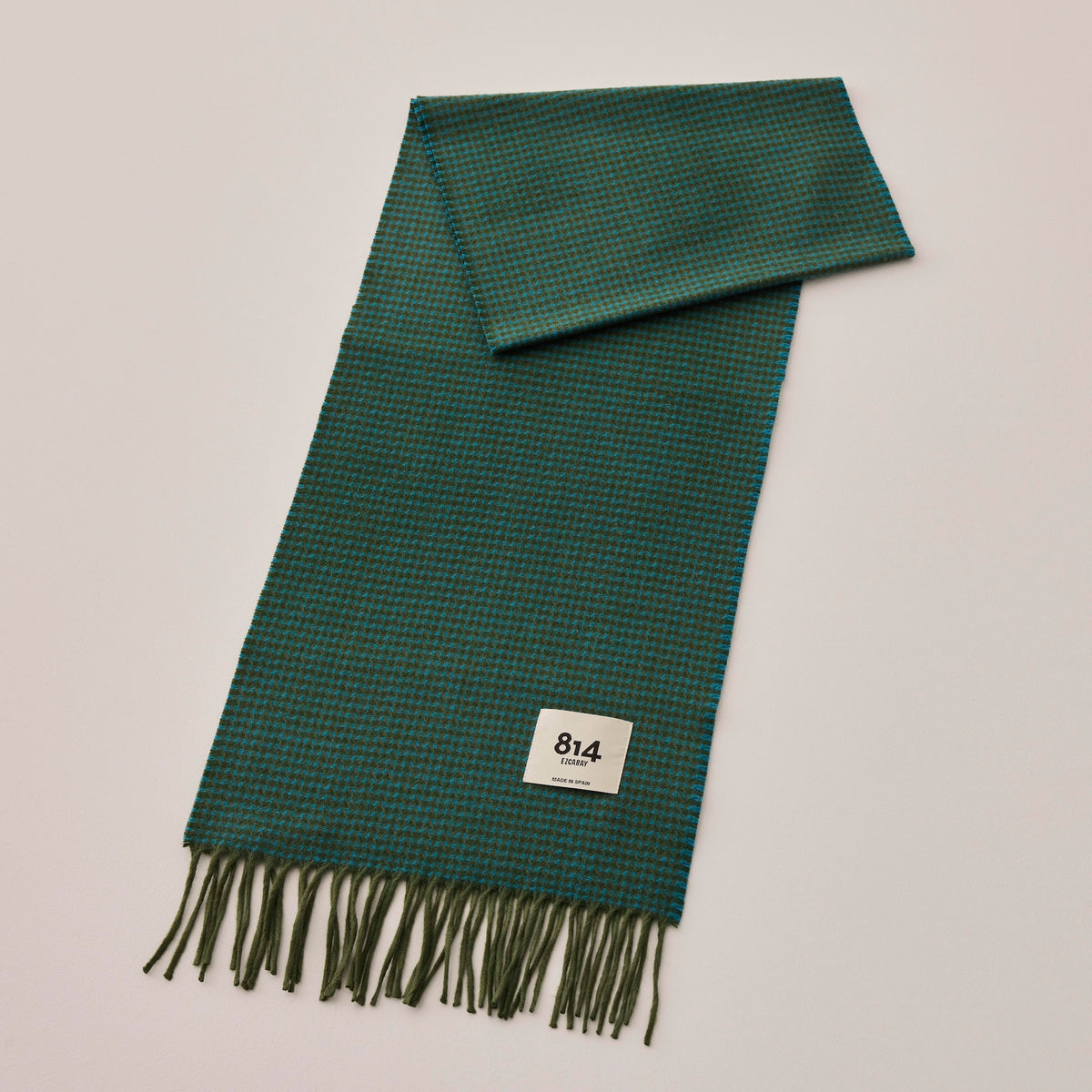 Goodee-Ezcaray-Extra Fine Merino Wool Herringbone Scarf - Color - Juniper