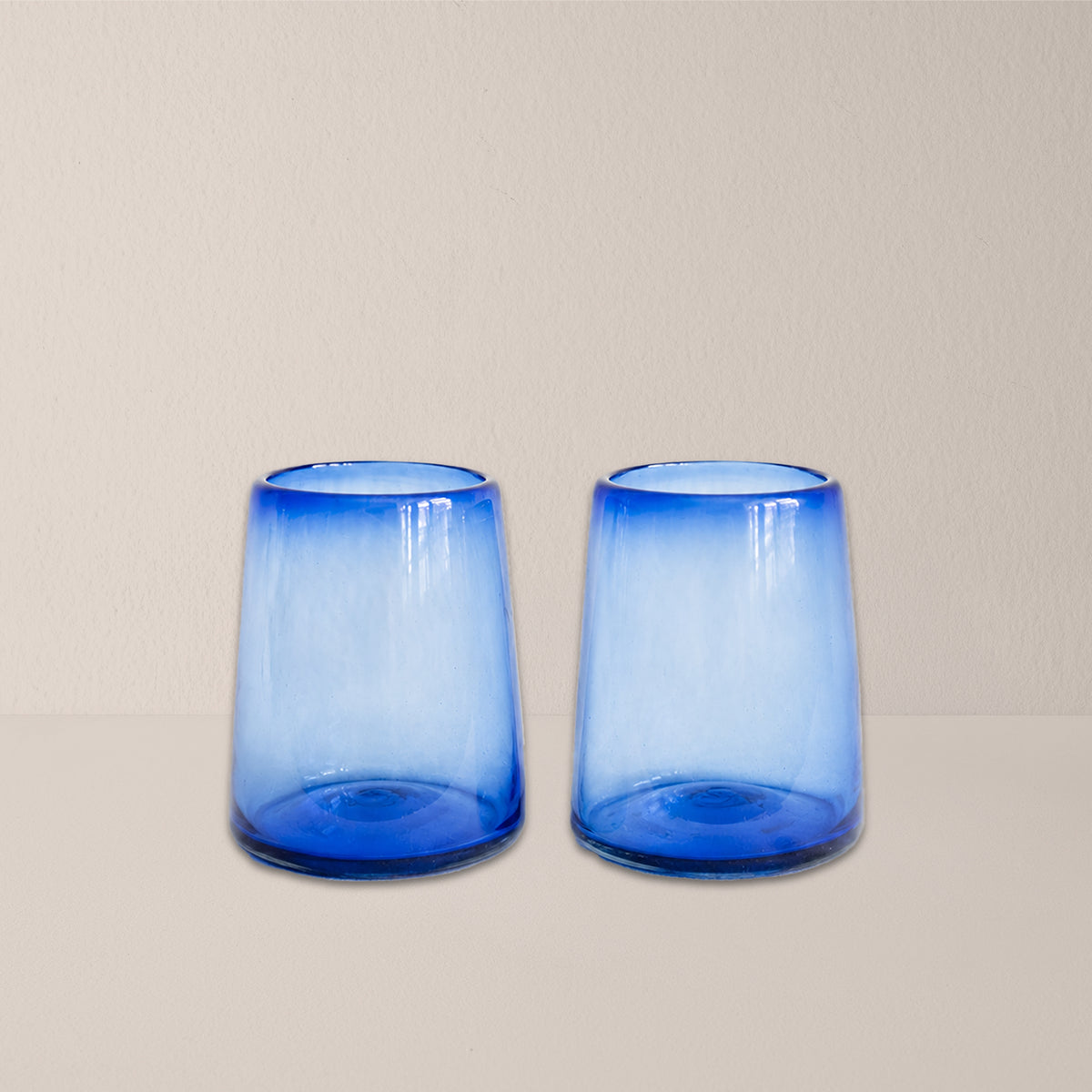 Goodee-Volverder-Optic Glass Tumblers - Set of 2 - Color - Cobalt Blue