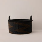 Goodee-Baba Tree-Medium Woven Short Basket - Color - Navy/Fig