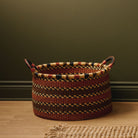 Goodee-Baba Tree-Medium Woven Short Basket - Color - Rust Stripe