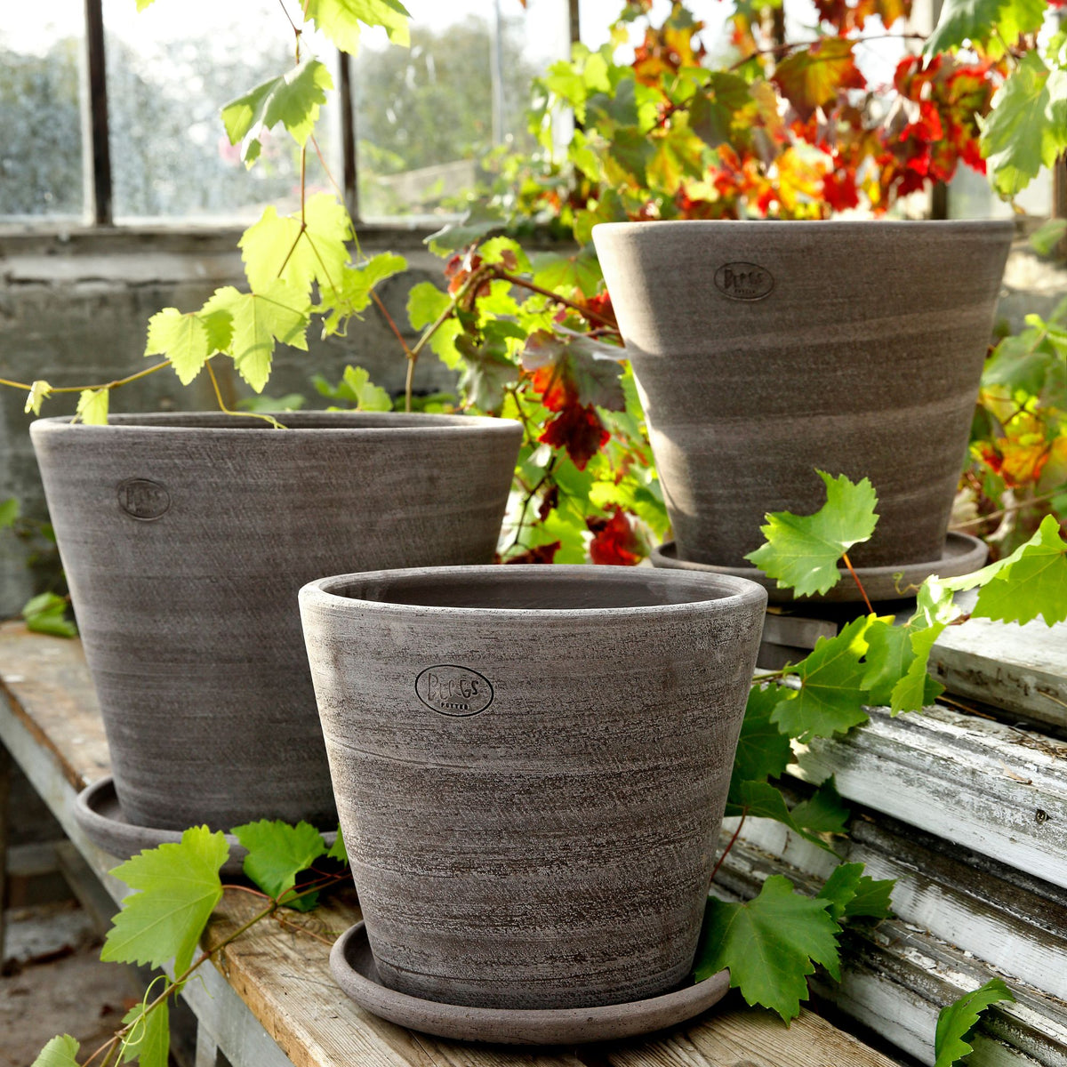 Goodee-Bergs Potter-Julie Ø30 Planter & Saucer - Color - Raw Rustic Grey