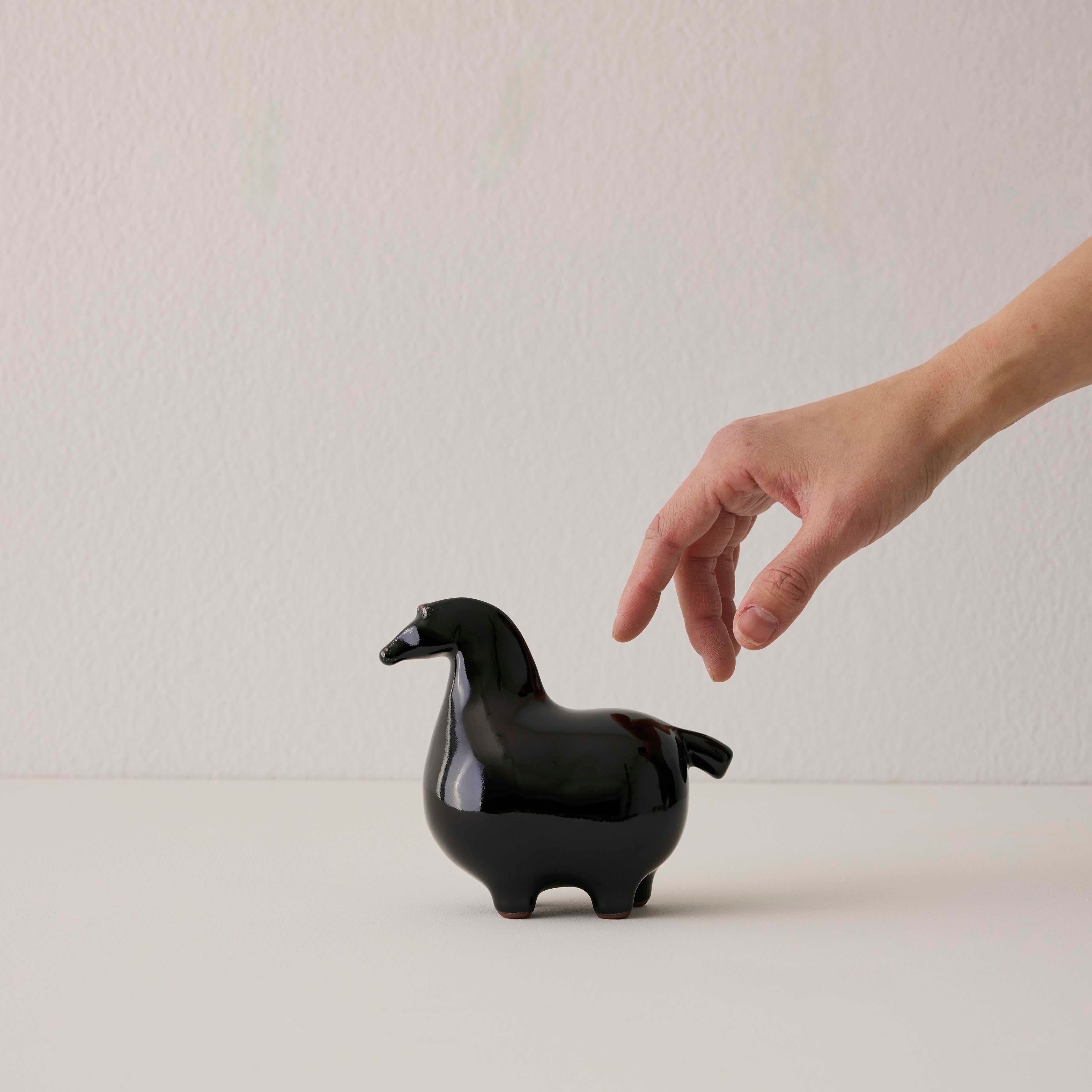 Goodee-Kashiwa Craft-Horse Ornament  - Glazed - Color - Black