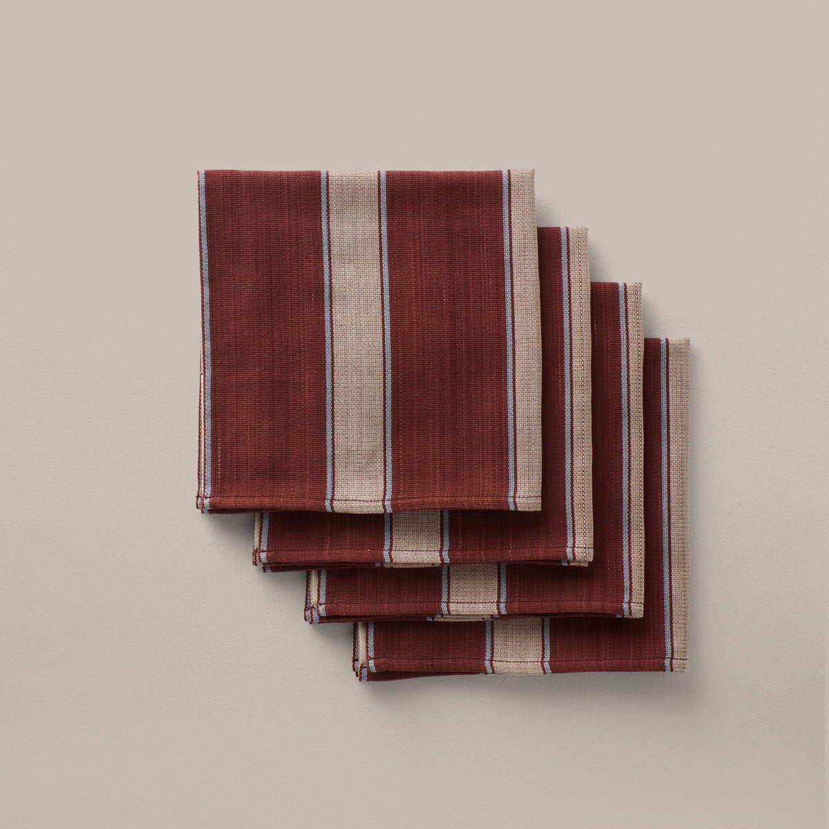 Goodee-Tensira-Hand-Dyed Cotton Napkins - Set of 4 - Color - Red/Ecru/Blue