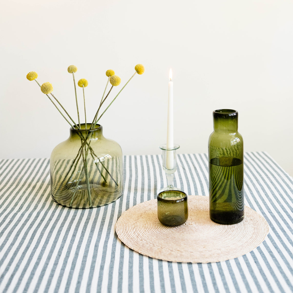 Goodee-Volverde-Bedside Glass Carafe with Lid - Color - Olive