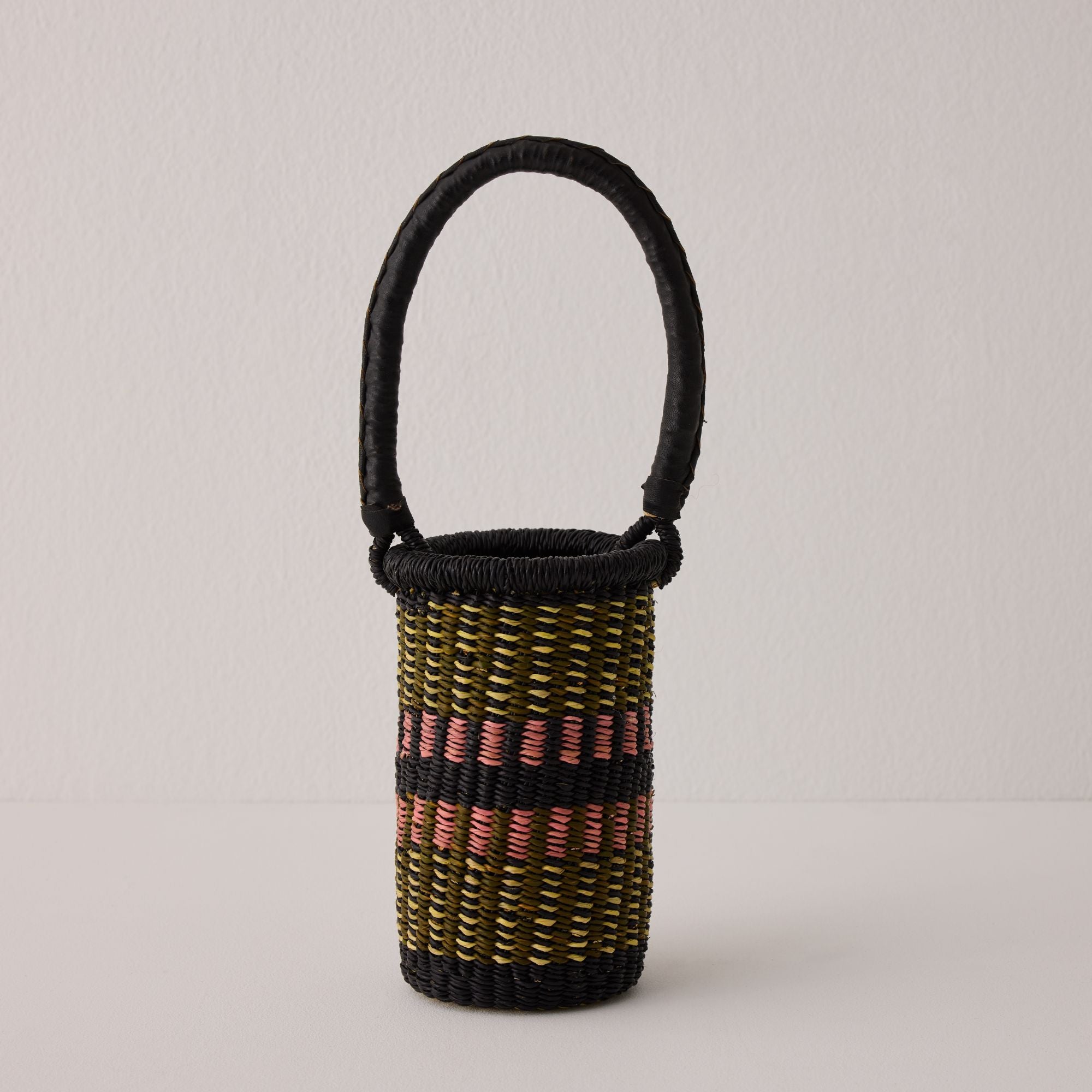 Goodee-Baba Tree-Wine Bottle Basket - Exclusive - Color - Navy/Olive/Pink